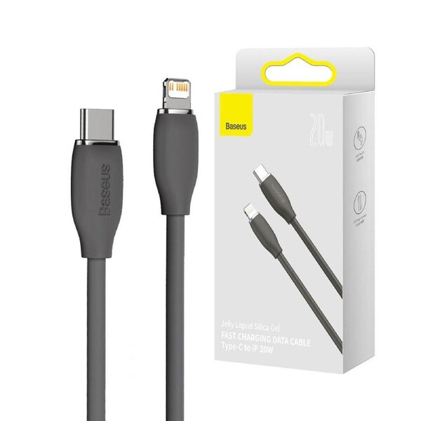 Baseus Jelly Liquid Silica Gel Fast Charging Data Cable Type-C to iP 20W 1.2m - Black