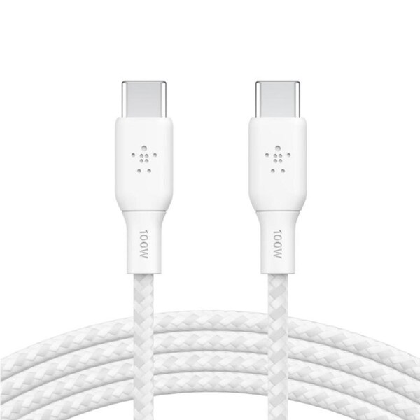 Belkin BoostCharge Braided USB-C to USB-C Cable (2m/6.6ft) - White