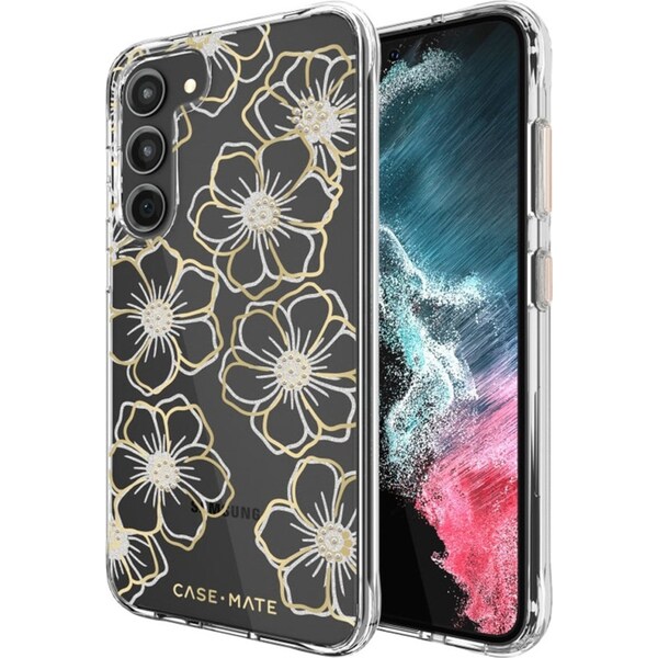Case-Mate Floral Gems Antimicrobial Case for Samsung Galaxy S23 - Clear/ Gold
