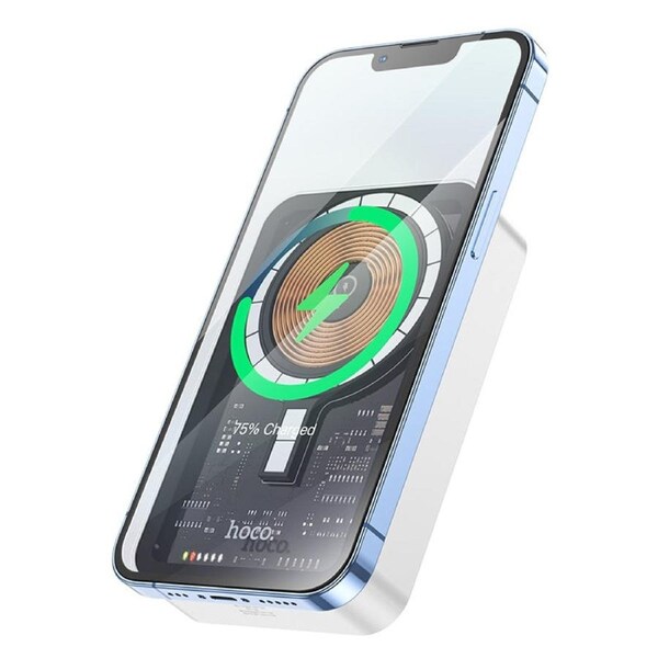 Hoco Q10A 20W 10000mAh Magnetic Wireless Charger Power Bank - Transparent / White