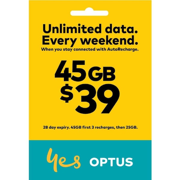 Optus $39 Prepaid Sim Card Starter Kit Pack