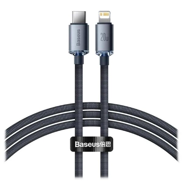 Baseus Crystal Shine Series Fast charging data cable USB-C to Lightning 20W 1.2m - Black
