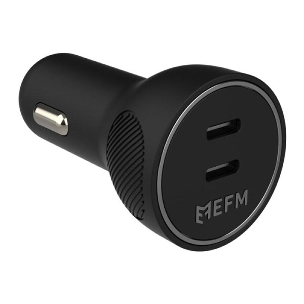 EFM 60W Dual Port Car Charger with Power Delivery and PPS - Black