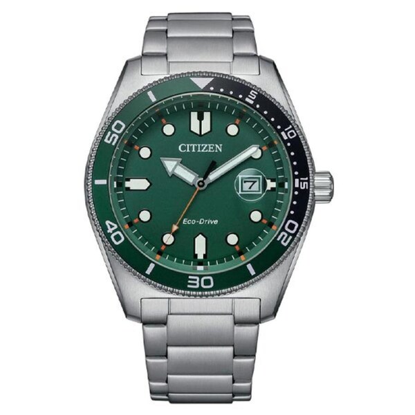 Citizen Eco-Drive Green Dial Stainless Steel Dress Men's Watch (AW1768-80X)