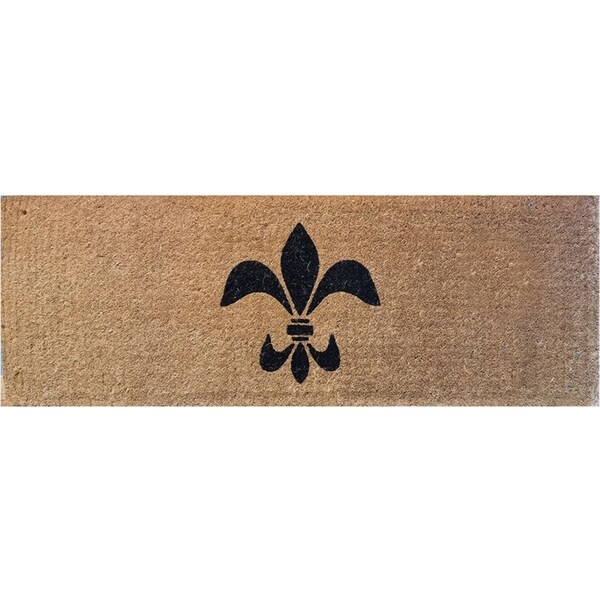 Solemate Cr Fleur de Lis Mat Eco Friendly 39x119cm Coconut Coir Natural & Black