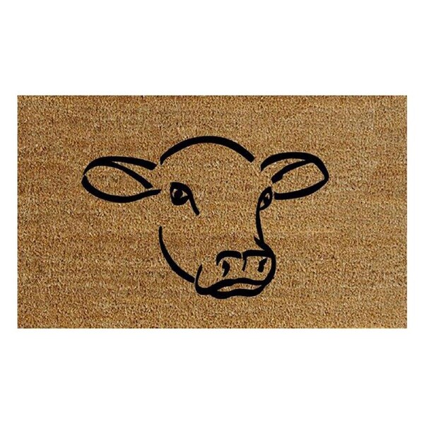 Solemate Premium Coir Cow Face Mat 50x80cm Biodegradable Coconut Natural & Black