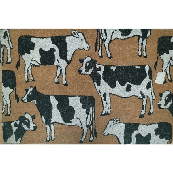 Solemate PVC Backed Coir Dairy Cows 45x75cm Slim Outdoor Stylish Doormat