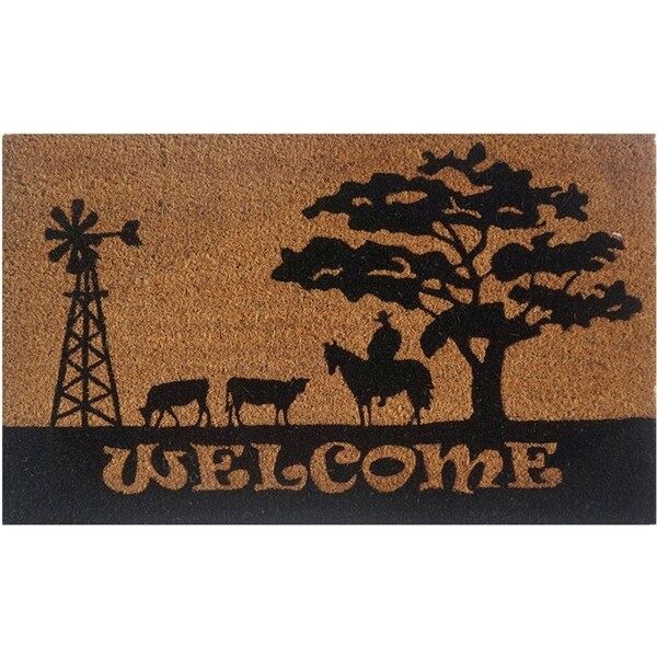Solemate PVC Coir WelcomeCountry50x80cm Stylish Durable Outdoor Front Doormat