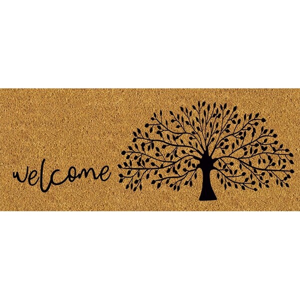 Solemate PVC Backed Coir Welcome Tree 45x110cm Slimline Outdoor Doormat