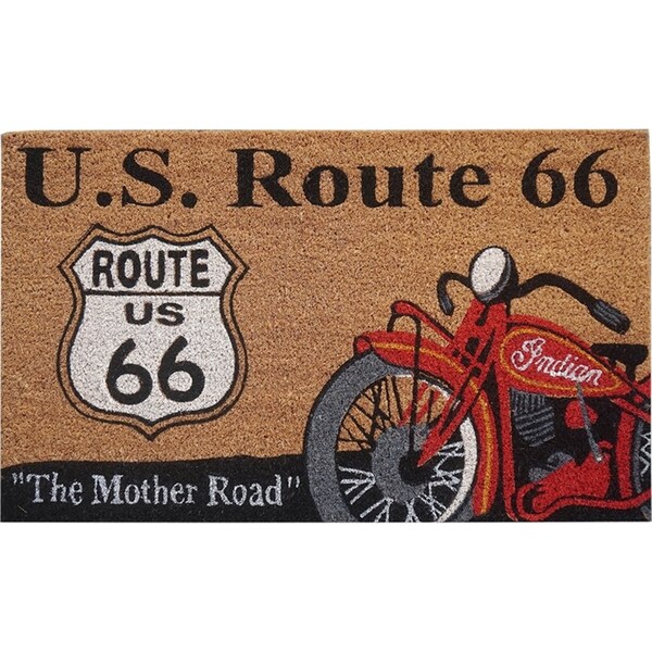 Solemate PVC Backed Coir Route 66 45x75cm Slimline Outdoor Stylish Doormat