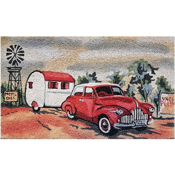 Solemate PVC Backed Coir FJ & Caravan 45x75cm Slim Outdoor Stylish Doormat