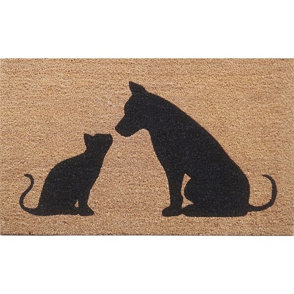 Solemate PVC Backed Coir Cat & Dog 45x75cm Slim Outdoor Stylish Doormat