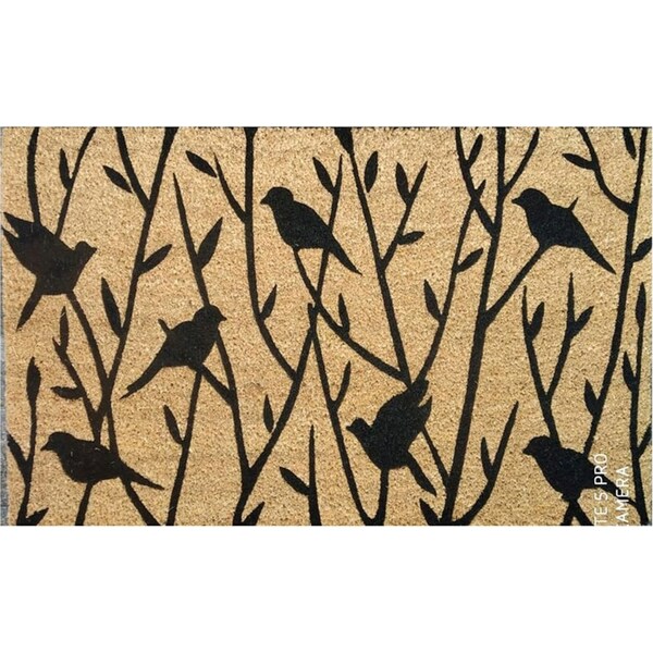 Solemate PVC Backed Coir Birds Branches 50x80cm Slimline Outdoor Doormat