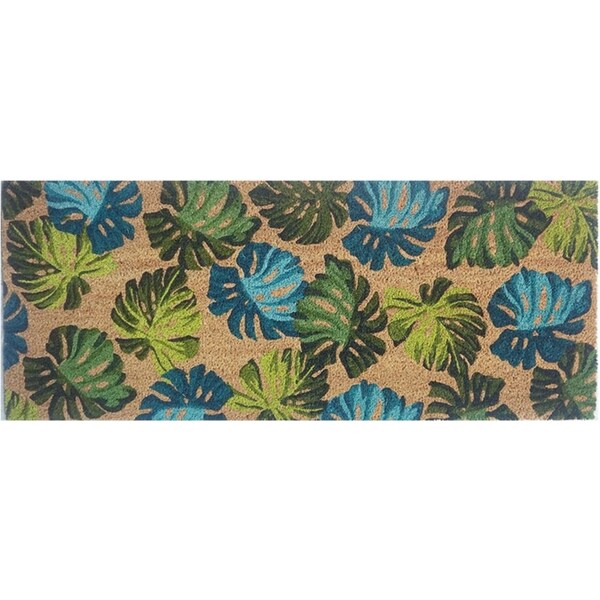 Solemate PVC Backed Coir Monsteria 45x110cm Slim Outdoor Stylish Doormat