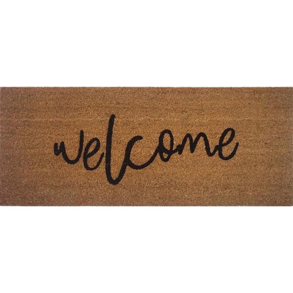 Solemate PVC Backed Coir Welcome Nat 45x110cm Slim Outdoor Stylish Doormat