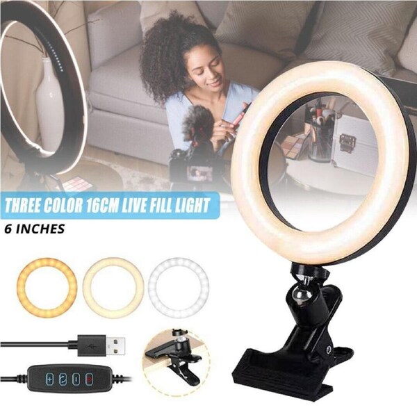 6 inch USB Video Conference Lighting Clip on LED Ring Light for Laptop Monitor