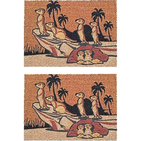 2PK Solemate PVC Coir Meerkat 40x55cm Stylish Durable Outdoor Front Doormat