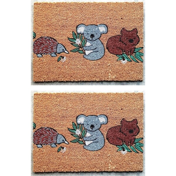2PK Solemate PVC C Aussie Animals 40x55cm Stylish Outdoor Front Doormat
