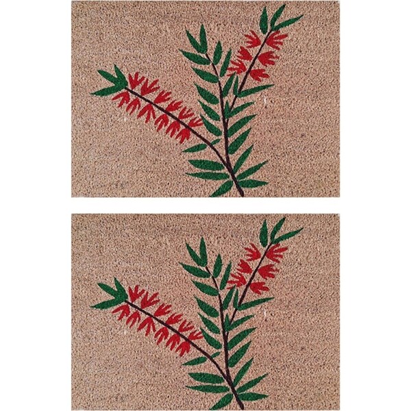 2PK Solemate PVC Coir Bottle Brush 40x55cm Stylish Outdoor Front Doormat