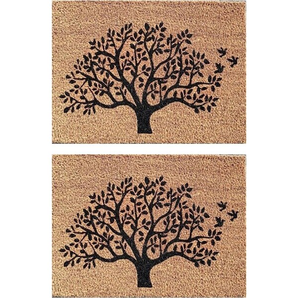 2PK Solemate PVC Coir Tree 40x55cm Stylish Durable Outdoor Front Doormat