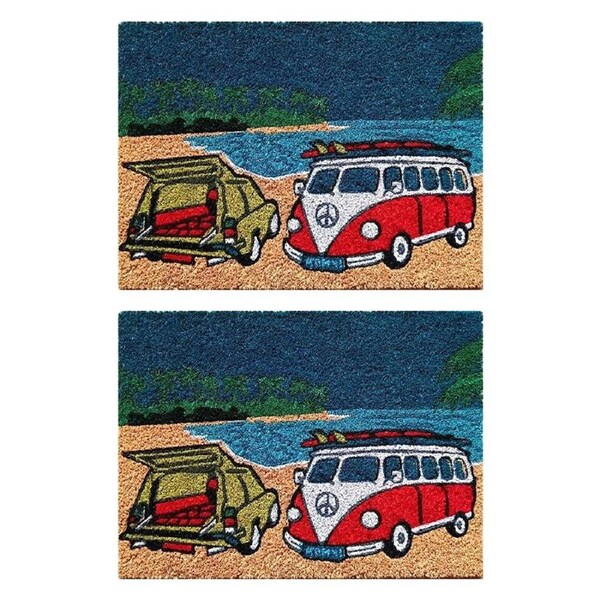 2PK Solemate PVC Coir VW''s Beach 40x55cm Stylish Outdoor Front Doormat