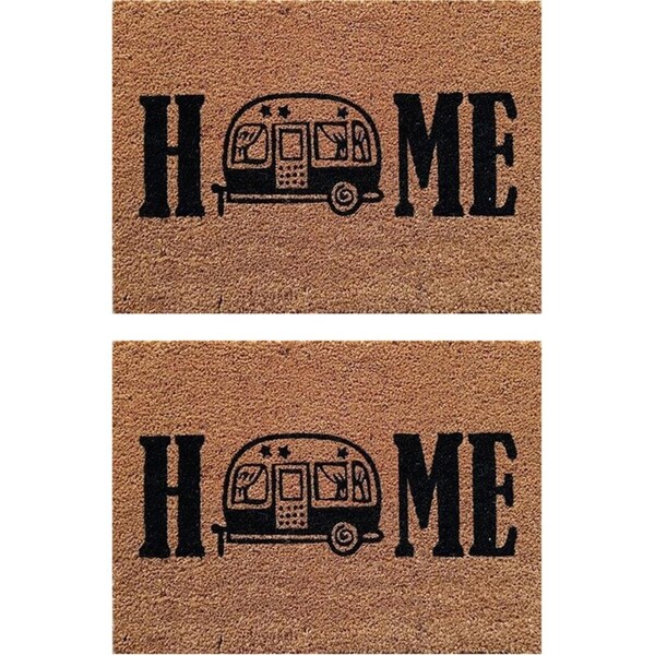2PK Solemate PVC Coir Camper Home 40x55cm Stylish Outdoor Front Doormat