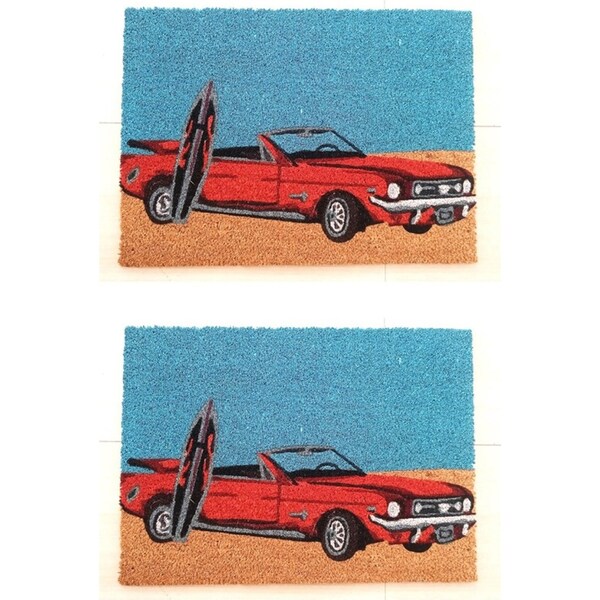 2PK Solemate PVC Coir Mustang 40x55cm Stylish Durable Outdoor Front Doormat
