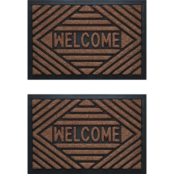 2PK Solemate Embossed Welcome 40x60cm Stylish/Durable Outdoor Front Doormat