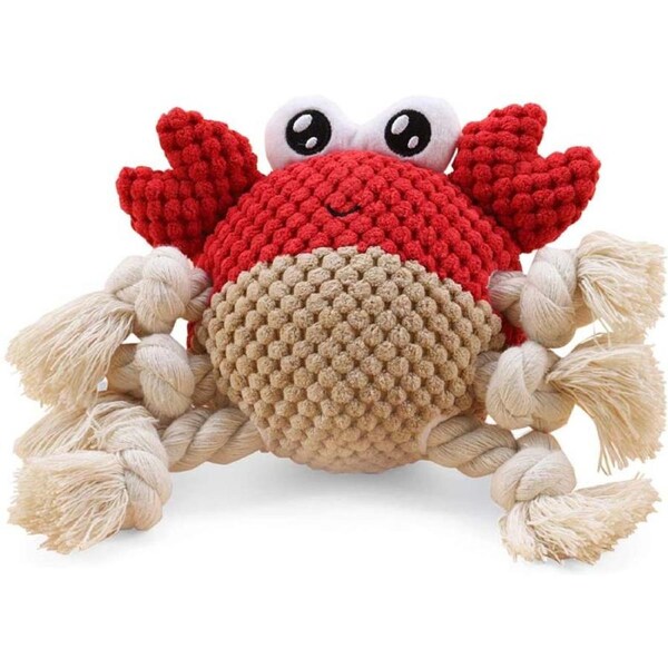 Nevenka Dog Squeak Toy Partially Filled with The Chew Toy Suitable for Puppy and Medium Dogs-Crab