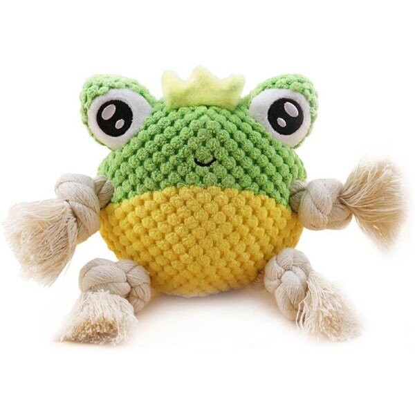 Nevenka Dog Squeak Toy Partially Filled with The Chew Toy Suitable for Puppy and Medium Dogs-Frog