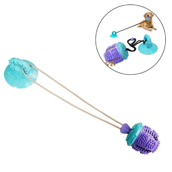 Nevenka Dog Chew Suction Cup Toys Dog Tug of War Toys for Aggressive Chewers-CyanPurple