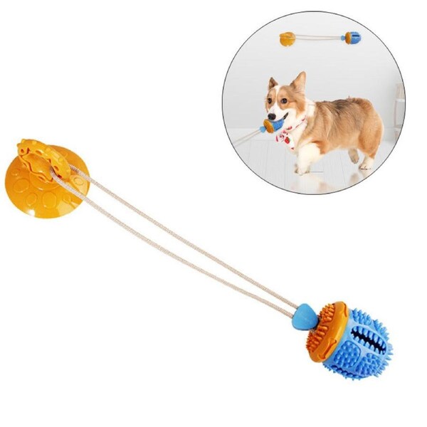 Nevenka Dog Chew Suction Cup Toys Dog Tug of War Toys for Aggressive Chewers-BlueYellow
