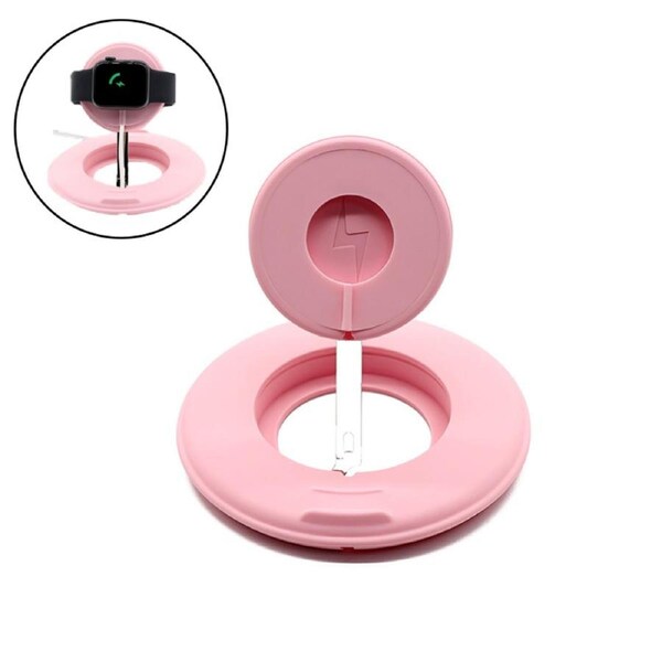 Catzon 2 in 1 Smart Desktop Wireless Charging Telescopic Bracket For Mobile Phone-Pink