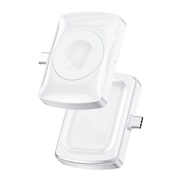 Catzon 2 in 1 Double Sided Wireless Charger for AirPods and Apple Watch 1/2/3/4/5/6/7/SE-White