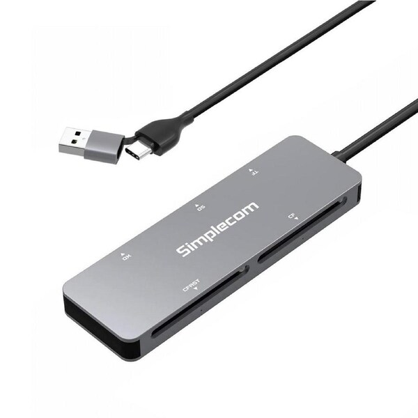 SIMPLECOM CR407 5-Slot SuperSpeed USB 3.0 and USB-C to CFast/CF/XD/SD/MicroSD Card Reader