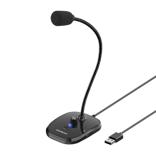 SIMPLECOM UM360 Plug and Play USB Desktop Microphone with Headphone Jack