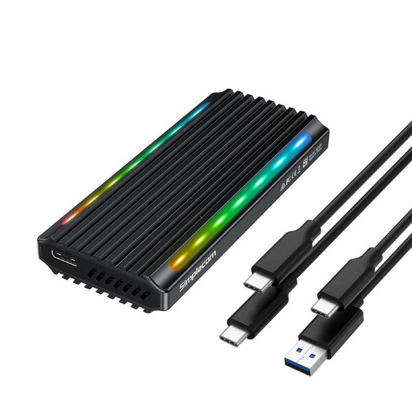SIMPLECOM SE525 NVMe / SATA M.2 SSD USB-C Enclosure with RGB Light USB 3.2 Gen 2 10Gbps