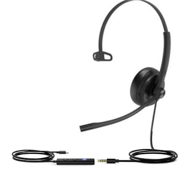 YEALINK TEAMS-UH34SE-M-C Teams Certified Wideband Noise Cancelling Headset, USB-C and 3.5mm Jack, Leather Ear Piece, Controller with Teams Button, M