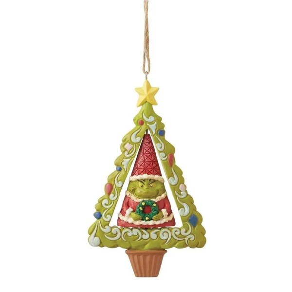 Dr Seuss The Grinch by Jim Shore - Grinch Gnome In Tree Hanging Ornament