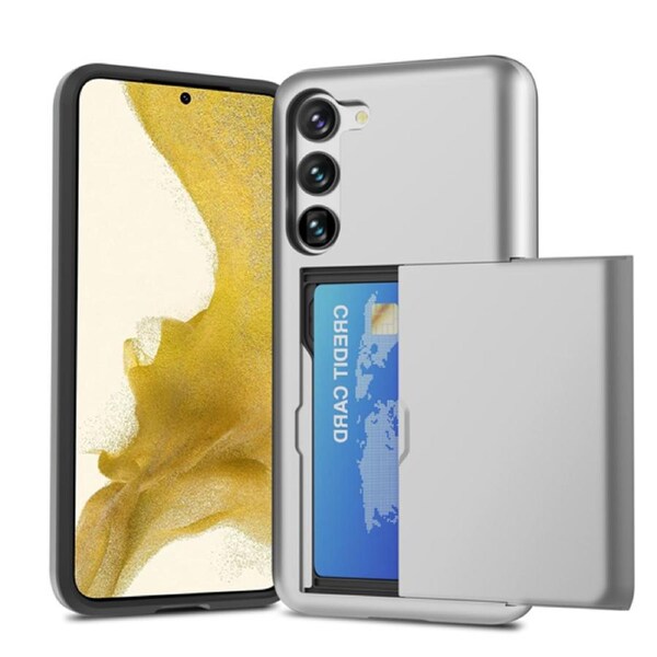 ZUSLAB Case for Galaxy S23 FE Slide Armor Card Holder Protective Shockproof Hard Back Cover For Samsung S23FE (2023) - Silver