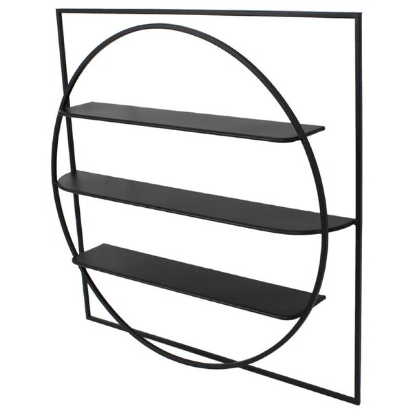 Metal 80x13.5cm Black 3-Tier Wall Hanging Indoor Shelf