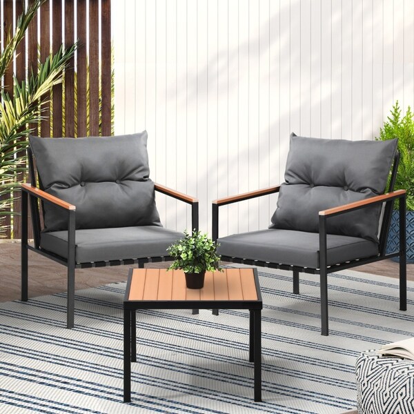 Livsip 3PCS Outdoor Furniture Lounge Setting Sofa Chairs Patio Dining Bistro Set