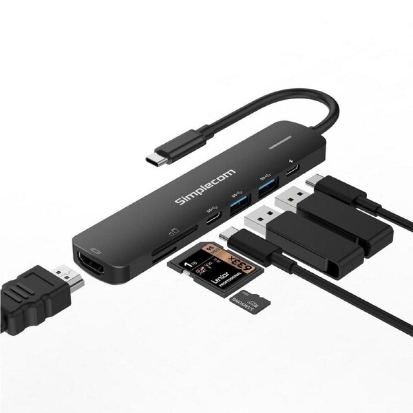 Simplecom USB-C SuperSpeed 7-in-1 Multiport Hub Adapter HDMI 2.0 Docking Station [CHT570]