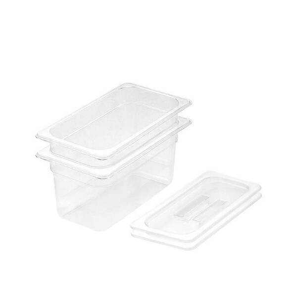 SOGA 150mm Clear Gastronorm GN Pan 1/3 Food Tray Storage Bundle of 2 with Lid