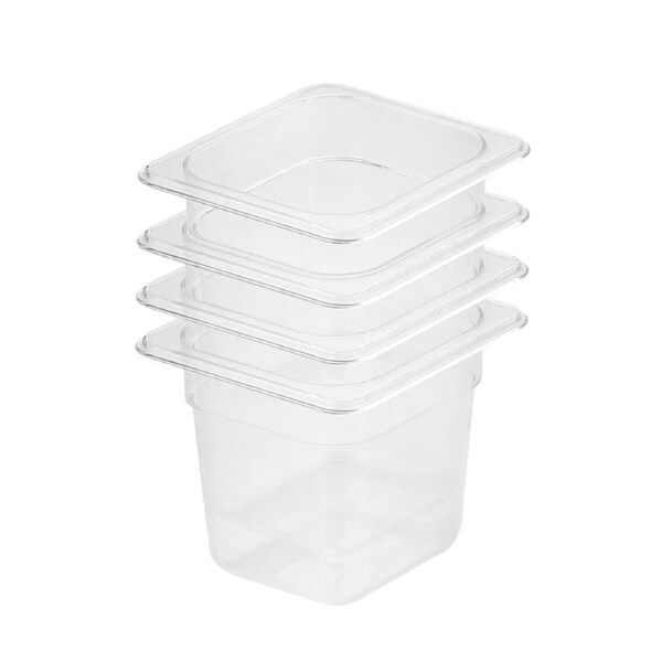 SOGA 150mm Clear Gastronorm GN Pan 1/6 Food Tray Storage Bundle of 4