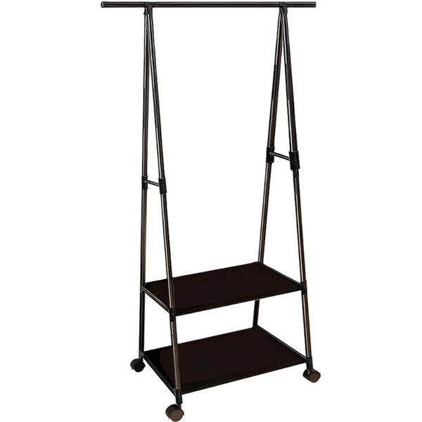 SOGA 2-in-1 Organiser Clothes Shoe Rack Space-Saving Triangular Storage with Wheels Black