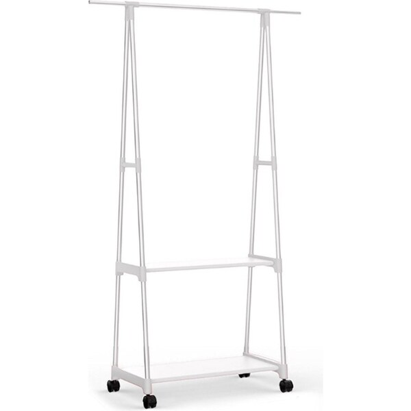 SOGA 2-in-1 Organiser Clothes Shoe Rack Space-Saving Triangular Storage with Wheels White