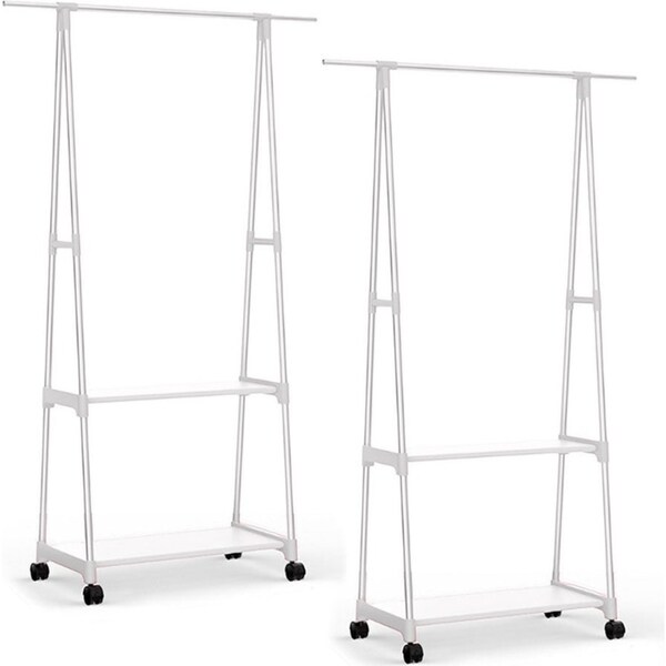SOGA 2X White 2-in-1 Clothes and Shoe Rack