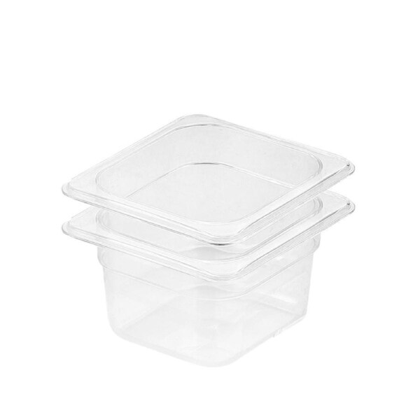 SOGA 100mm Clear Gastronorm GN Pan 1/6 Food Tray Storage Bundle of 2