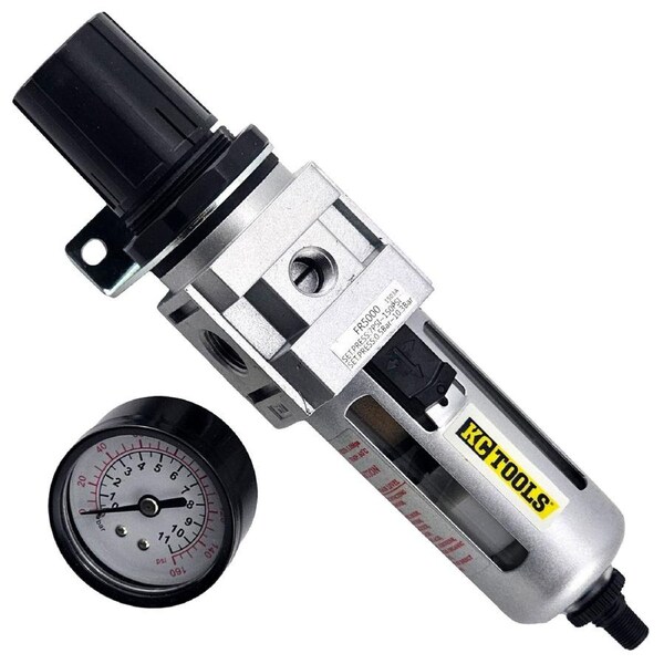 KC Tools 3/8" NPT Air Filter Regulator with Gauge and Auto Drainer - SB2031-1